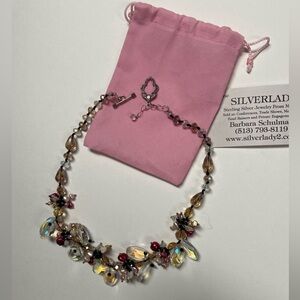 The Silver Lady crystal, faux pearl, and silver necklace